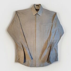 FUBU The Collection Dress Shirt Men 16 34/35 Grey Textured Long Sleeve Button Up
